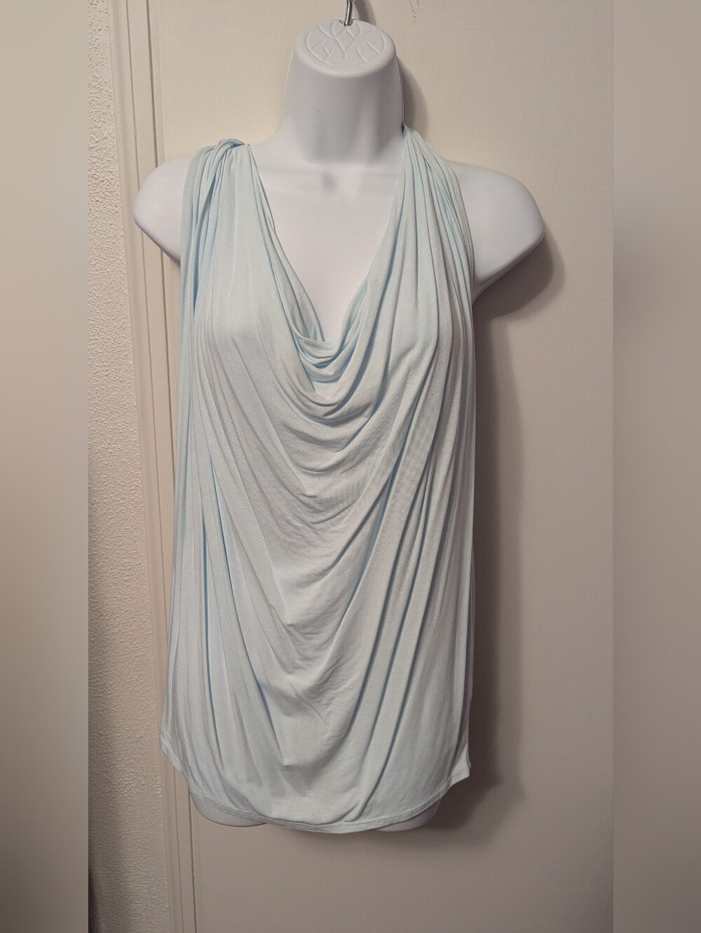 Michael Stars Tank Top Womens One Size Cowl Neck Sleeveless Jersey Draped Blue
